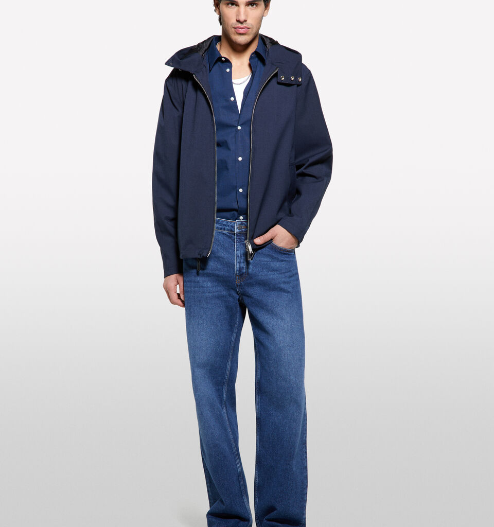 Veste coupe-vent à capuche - vestes et blousons pour homme - Bleu Foncé | Sisley image number 1